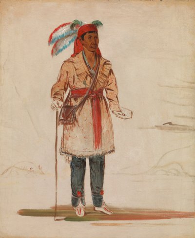 Ee-tów-o-kaum, Beide zijden van de rivier, Stamhoofd door George Catlin
