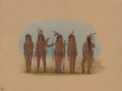 Vijf Caribische Indianen, 1854-1869 door George Catlin
