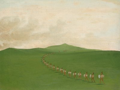 Foot War Party op mars, Boven-Missouri door George Catlin