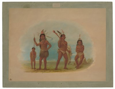 Vier Arowak Indianen door George Catlin