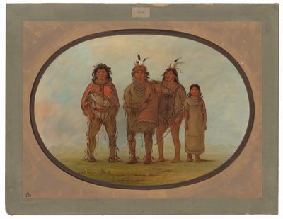 Vier Dogrib-indianen door George Catlin
