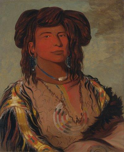 Ha-wón-je-tah, One Horn, hoofdchef van de Miniconjou-stam, 1832 door George Catlin
