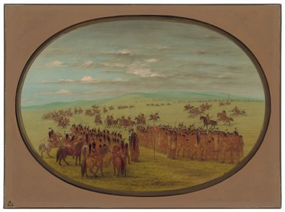 Paardenrennen - Minatarrees door George Catlin