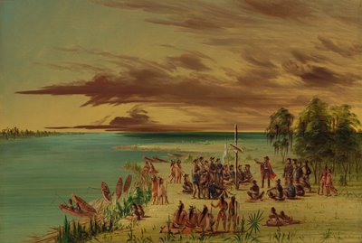 La Salle claimt Louisiana voor Frankrijk. 9 april 1682 door George Catlin