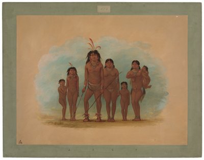 Lengua Hoofdman, Zijn Twee Vrouwen en Vier Kinderen door George Catlin