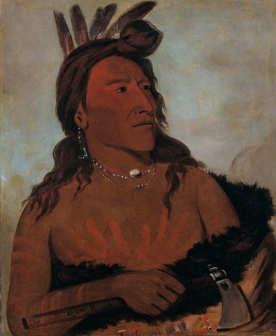Mah-tó-che-ga, Kleine Beer, een Hunkpapa Dappere door George Catlin