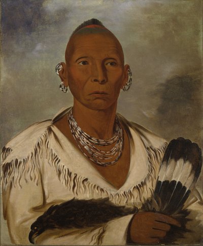 Múk-a-tah-mish-o-káh-kaik, Zwarte Havik, vooraanstaand Sac opperhoofd door George Catlin