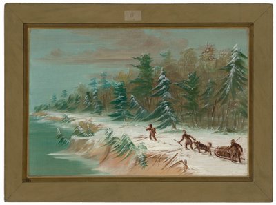 Terugkeer naar Fort Frontenac per slee.  Februari 1679 door George Catlin