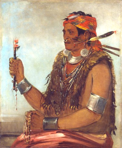 Ten-sqúat-a-way, De open deur, bekend als De profeet, broer van Tecumseh door George Catlin