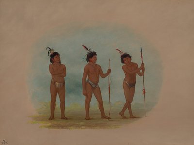 Drie Auca-kinderen, 1854-1869 door George Catlin