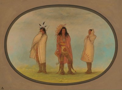 Drie Iroquois Indianen, 1861-1869 door George Catlin