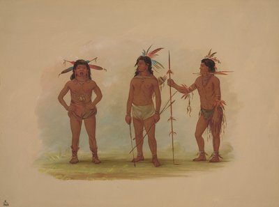 Drie Omagua Mannen, 1854-1869 door George Catlin