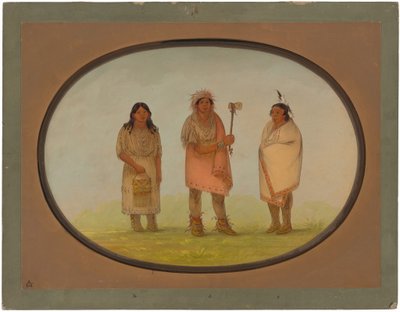 Drie Piankeshaw-indianen door George Catlin