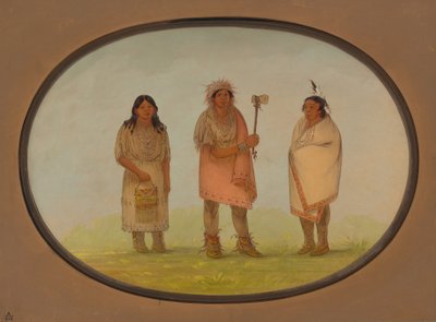 Drie Piankeshaw-indianen door George Catlin
