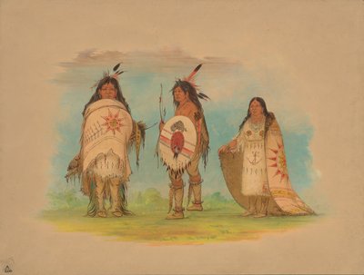 Drie Riccarree Indianen, 1861 door George Catlin