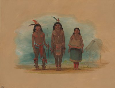 Drie Taruma Indianen, 1854-1869 door George Catlin