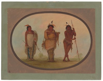 Drie Yumaya-indianen door George Catlin