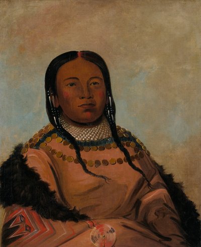 Wi-lóoh-tah-eeh-tcháh-ta-máh-nee, Rood ding dat raakt in maart, Dochter van zwarte rots door George Catlin