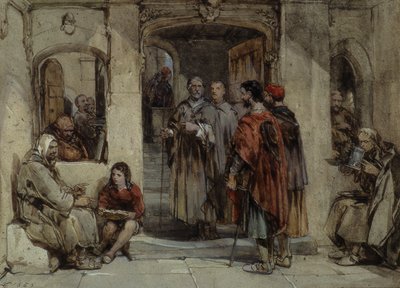 Een scène uit het kloosterleven, 1850 door George Cattermole
