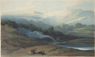 Rustend rundvee in een berglandschap, Bengalen door George Chinnery