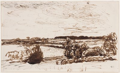 Winderig landschap door George Clausen