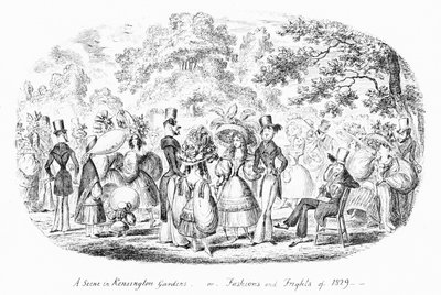 Een scène in Kensington Gardens, of mode en angsten van 1829 door George Cruikshank