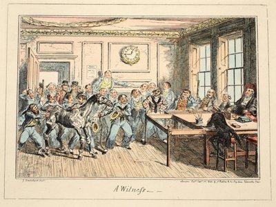 Een getuige, uit Greenwich Hospital, een serie maritieme schetsen, beschrijvend het leven van een marineman, uitgegeven 1825 door George Cruikshank