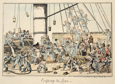 De Lijn Oversteken, uit Greenwich Hospital, een Serie van Marine Schetsen, Beschrijvend van het Leven van een Oorlogsschip Man door George Cruikshank