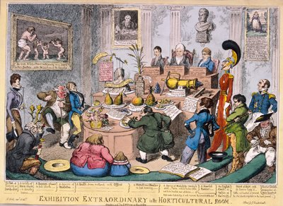Tentoonstelling bij de Royal Horticultural Society, Londen, 1826 door George Cruikshank