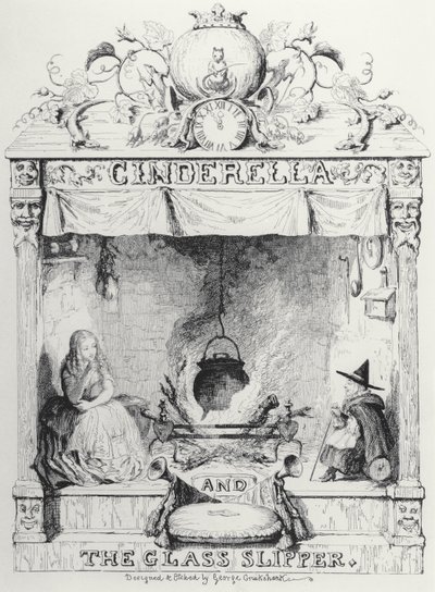 Frontispice van Assepoester en de Glazen Muil door Charles Perrault door George Cruikshank