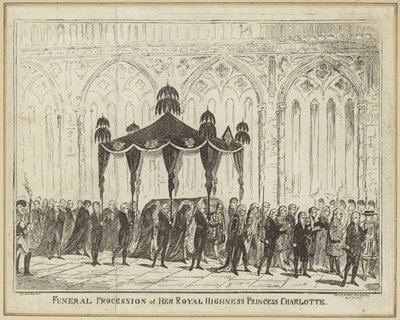 Begrafenisstoet van Hare Koninklijke Hoogheid Prinses Charlotte door George Cruikshank