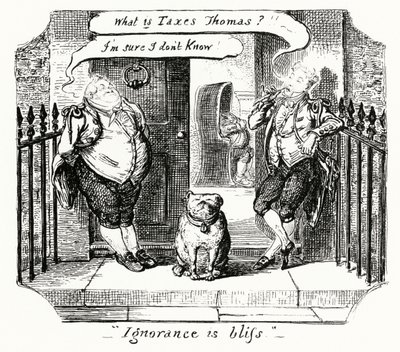 Onwetendheid is gelukzaligheid (gravure) door George Cruikshank