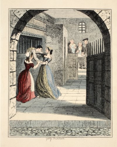 Jack Sheppard ontsnapt uit de veroordeelde cel in Newgate, illustratie uit Jack Sheppard: Een Roman door William Harrison Ainsworth door George Cruikshank