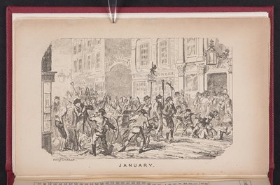 Januari van The Comic Almanack door George Cruikshank