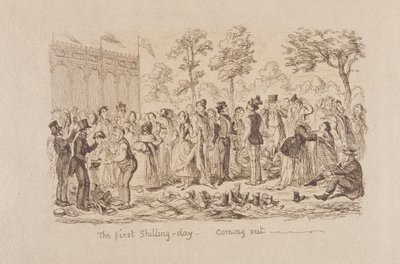 Mayhews Grote Tentoonstelling van 1851: De Eerste Shilling Dag - Uitgang door George Cruikshank