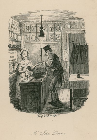 De heer John Dounce, personage uit Sketches by Boz (Charles Dickens) door George Cruikshank