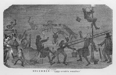 November, Ongepast weer, d.w.z. Londense smog door George Cruikshank