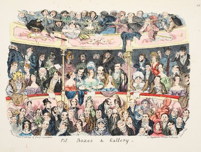 Pit Boxes en Gallery, gepubliceerd 1836 door George Cruikshank