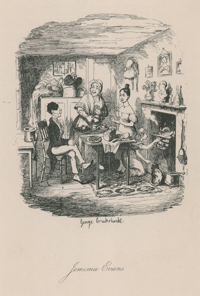Scène uit het Londense leven: Jemima Evans door George Cruikshank