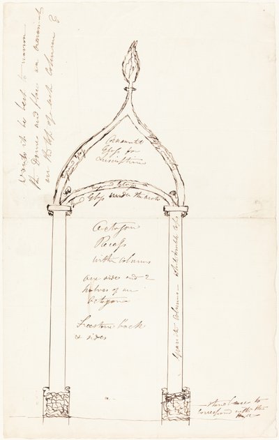 Schets van achthoekige nis met kolommen door George Cruikshank