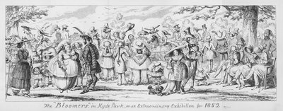 De "Bloomers" in Hyde Park, of een buitengewone tentoonstelling voor 1852 door George Cruikshank