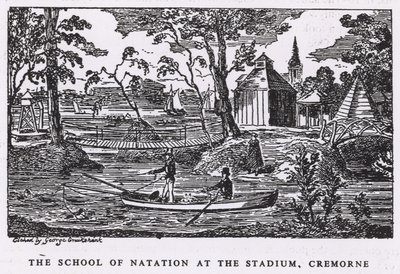 De zwemschool in het stadion, Cremorne Gardens door George Cruikshank