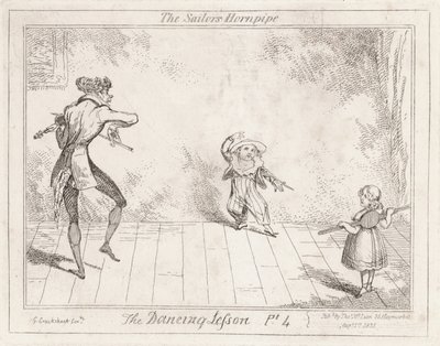 De dansles: de matrozenhornpipe door George Cruikshank