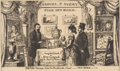 Handelskaart voor Samuel P. Avery--Fine Art Room door George Cruikshank