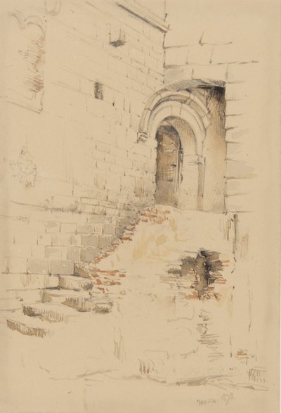 In een binnenplaats grenzend aan S. Siro, San Remo, januari 1878 door George Douglas Tinling