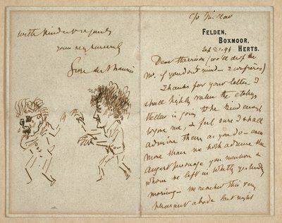 Brief met tekening van Whistler die Du Maurier bedreigt door George du Maurier