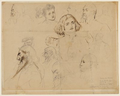 Ruwe Schets voor Enkele Personages in Trilby, inclusief Trilby en Svengali door George du Maurier