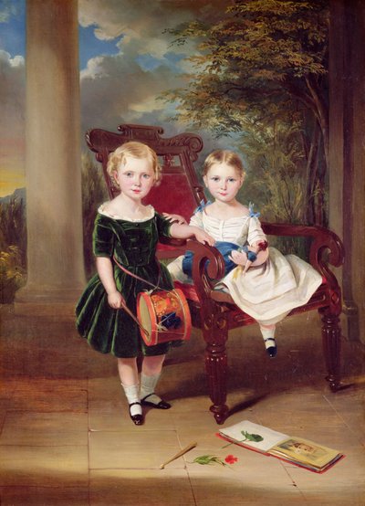 Portret van twee Kinderen, Herbert en Rose, 1844 door George Duncan Beechey