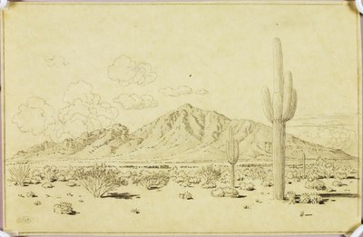 Zonder titel (overdrachtstekening voor Camelback Mountain, Phoenix) door George Elbert Burr