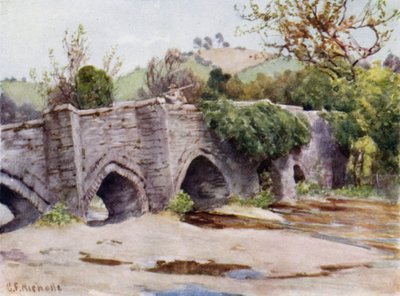 Oude brug bij Lostwithiel door George Franck Nicholls